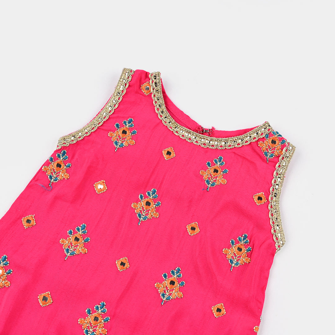 Infant Girls Raw Silk 2Pcs Bahar-Pink