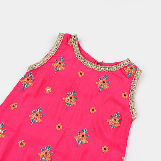 Infant Girls Raw Silk 2Pcs Bahar-Pink