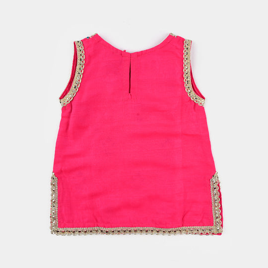 Infant Girls Raw Silk 2Pcs Bahar-Pink