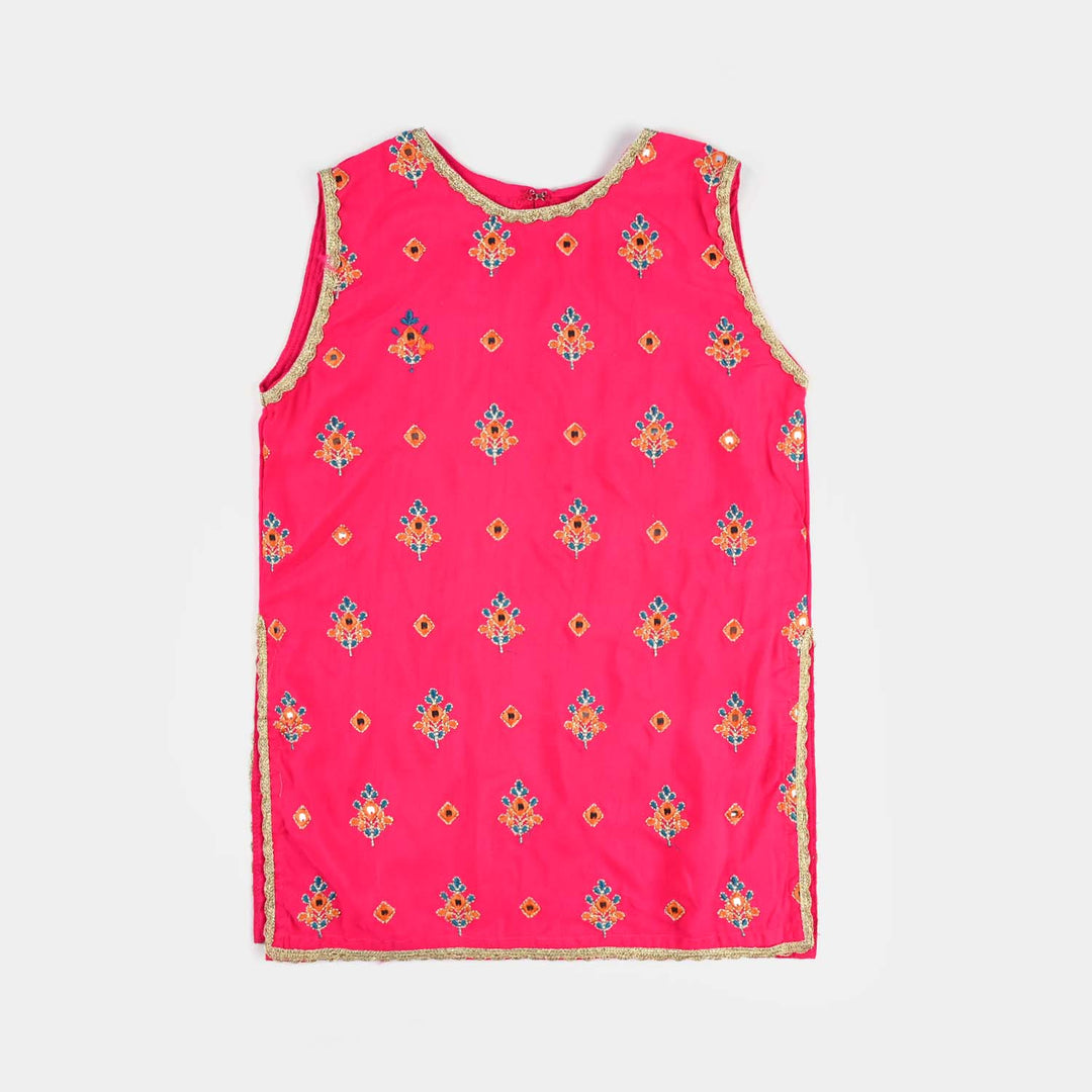 Girls Raw Silk 3 Pcs Bahar-Pink