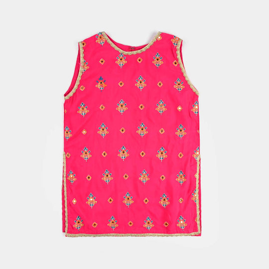 Girls Raw Silk 3 Pcs Bahar-Pink