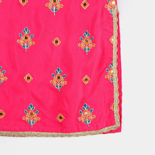 Girls Raw Silk 3 Pcs Bahar-Pink
