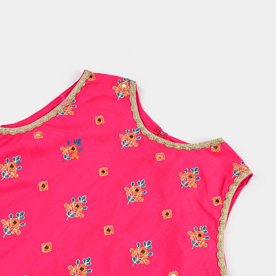 Girls Raw Silk 3 Pcs Bahar-Pink