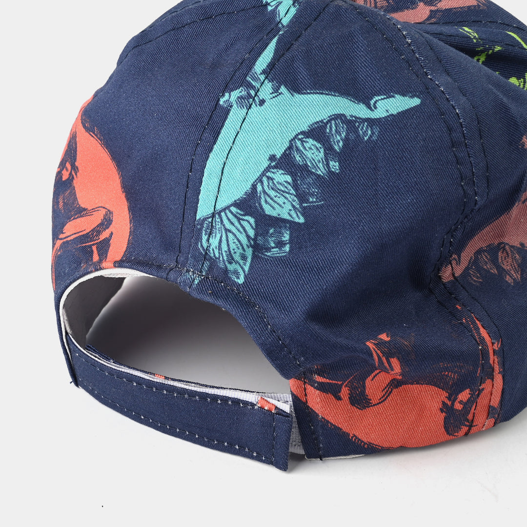 Infant Boys Cotton Twill Cap Dinosaur-NAVY