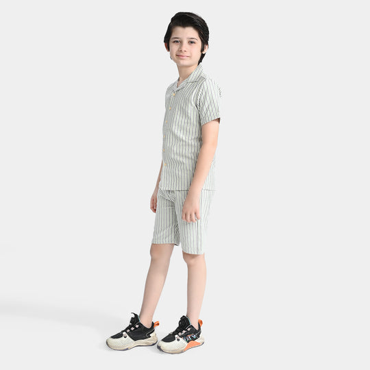 Boys Yarn Dyed Woven Suit Pin Stripe-Multi