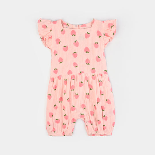 Infant Girls Cotton Romper Strawberry-Pink