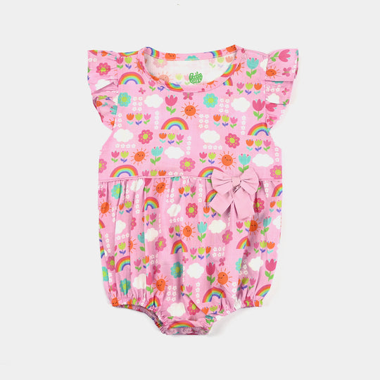 Infant Girls Cotton Slub Romper Summer Vibes-Multi