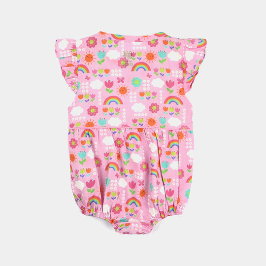 Infant Girls Cotton Slub Romper Summer Vibes-Multi