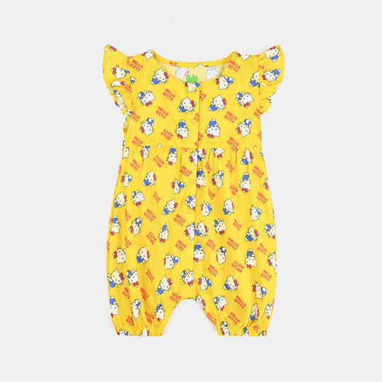 Infant Girls Cotton Slub Romper-Multi