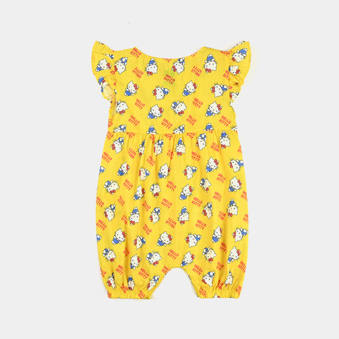 Infant Girls Cotton Slub Romper-Multi