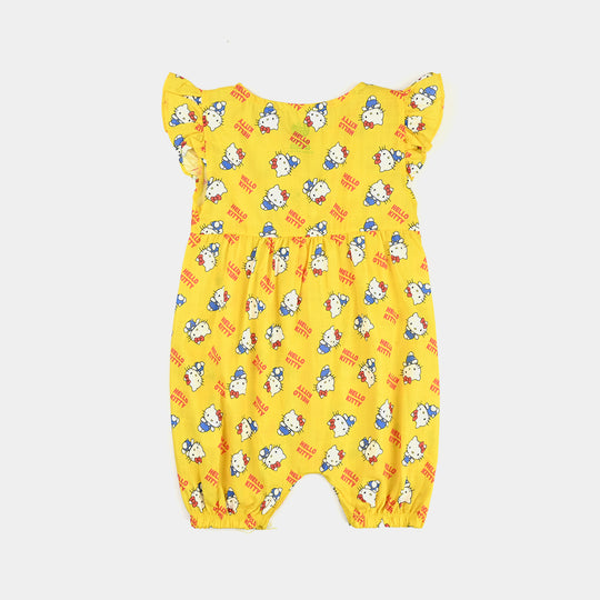 Infant Girls Cotton Slub Romper-Multi