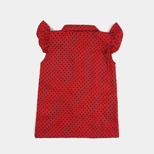 Infant Girls Seersucker 2 PC Black Polka Dot - Red