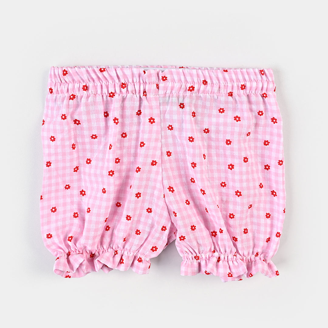 Infant Girls Cotton 2 PC Floral Checks-White Pink