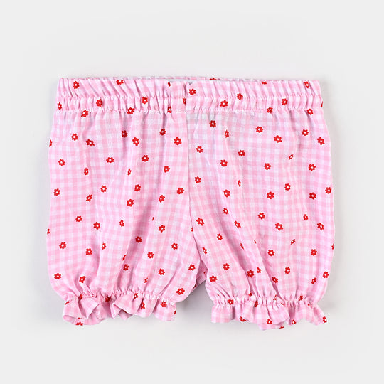 Infant Girls Cotton 2 PC Floral Checks-White Pink