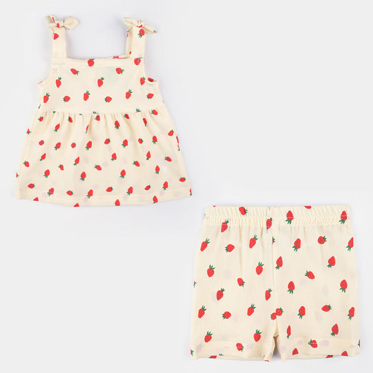 Infant Girls Seersucker 2 PC Strawberry-Cream