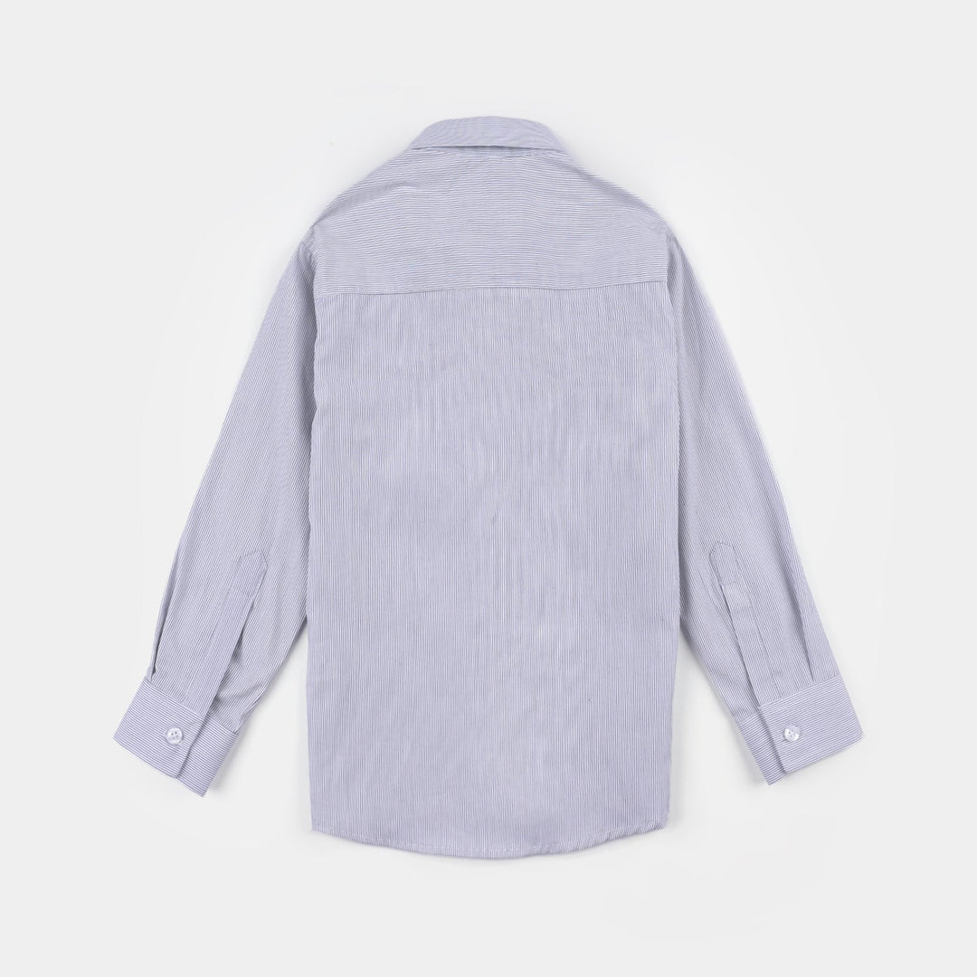 Boys Yarn Dyed Formal Shirt-Grey/Stripe