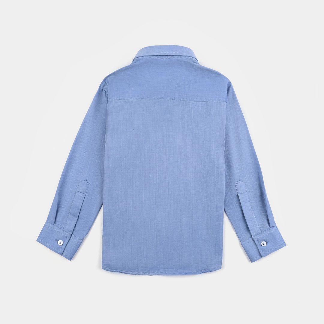 Boys Chambray Formal Shirt-Blue