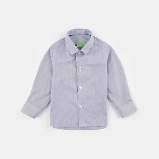 Infant Boys Yarn Dyed Formal Shirt-Grey Stripe