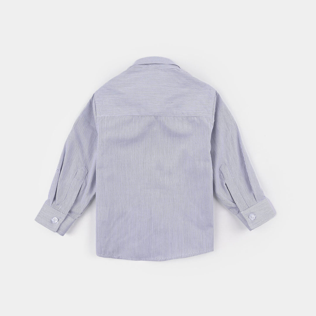 Infant Boys Yarn Dyed Formal Shirt-Grey Stripe