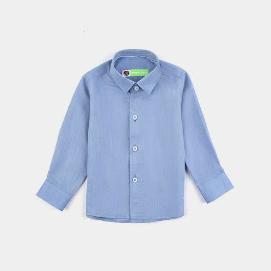 Infant Boys Chambray Formal Shirt-Blue