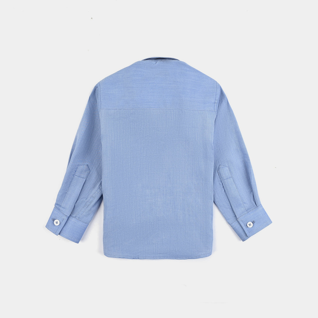 Infant Boys Chambray Formal Shirt-Blue