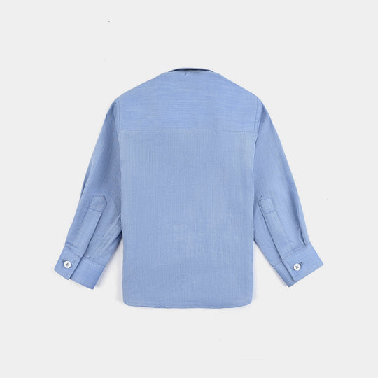 Infant Boys Chambray Formal Shirt-Blue