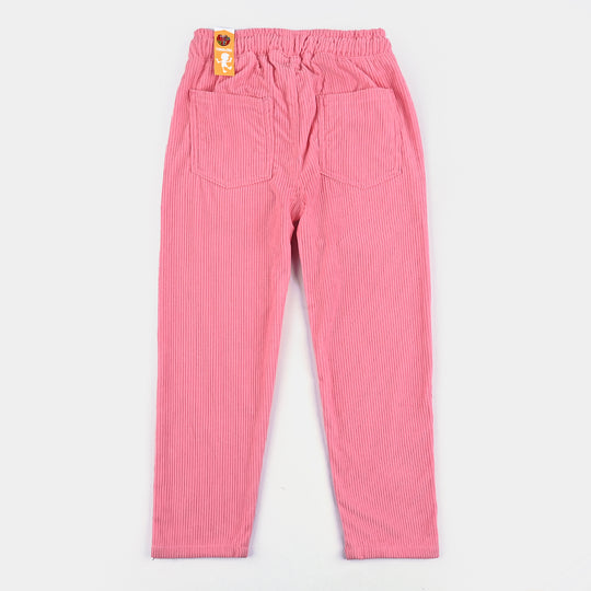 Girls Corduroy Cotton Pant Flower Bunch-Pink