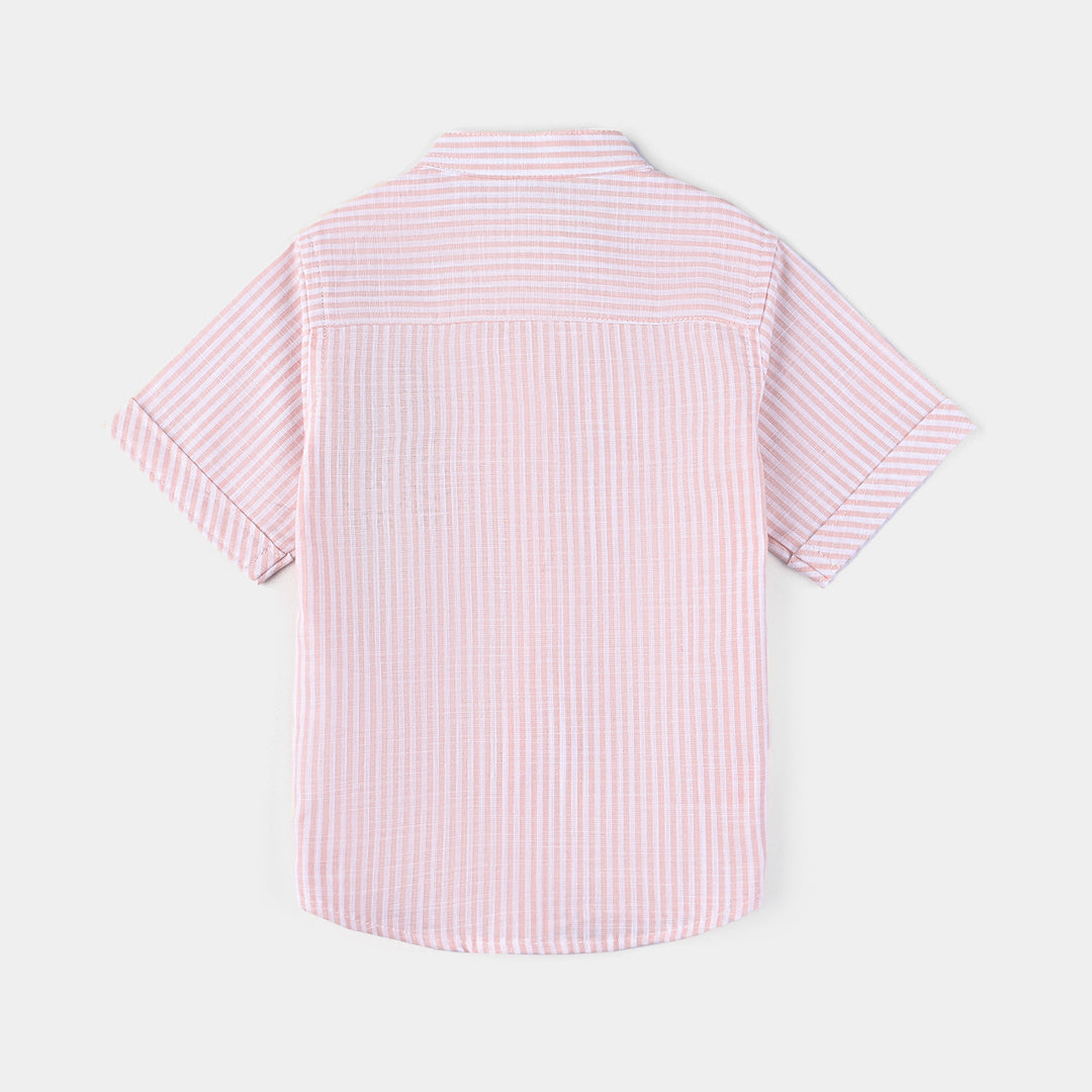 Infant Boys Yarn Dyed Basic Casual Shirt (Monster)-Peach