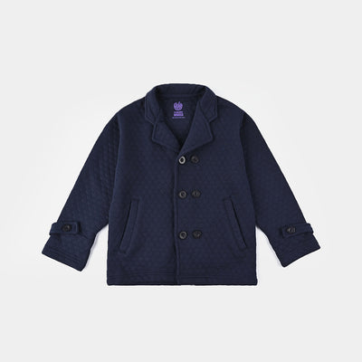 Boys Knitted Quilted Coat-Navy Blue