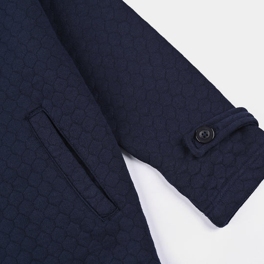 Boys Knitted Quilted Coat-Navy Blue