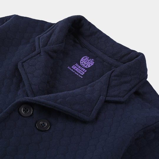 Boys Knitted Quilted Coat-Navy Blue