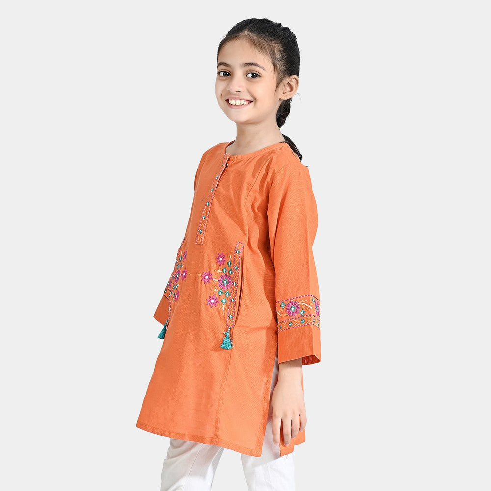 Girls Cotton Slub EMB Kurti Dastoor