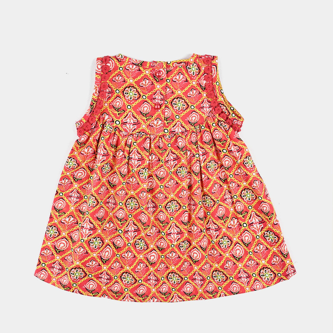 Infant Girls Cotton Poplin Printed 2 Pcs Surkh Phool-Multi