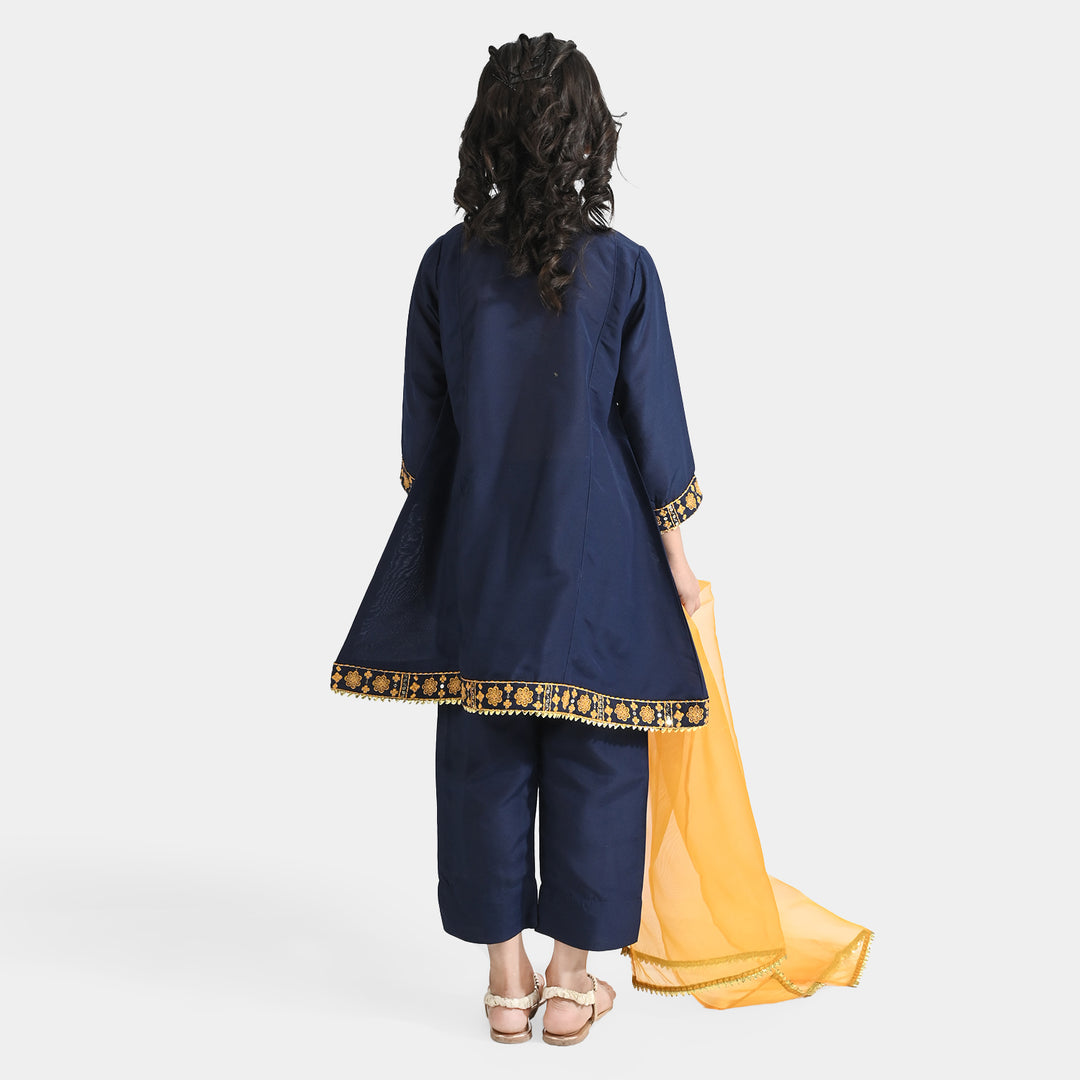 Girls Poly Cambric 3Pcs Pehchaan-Navy Blue