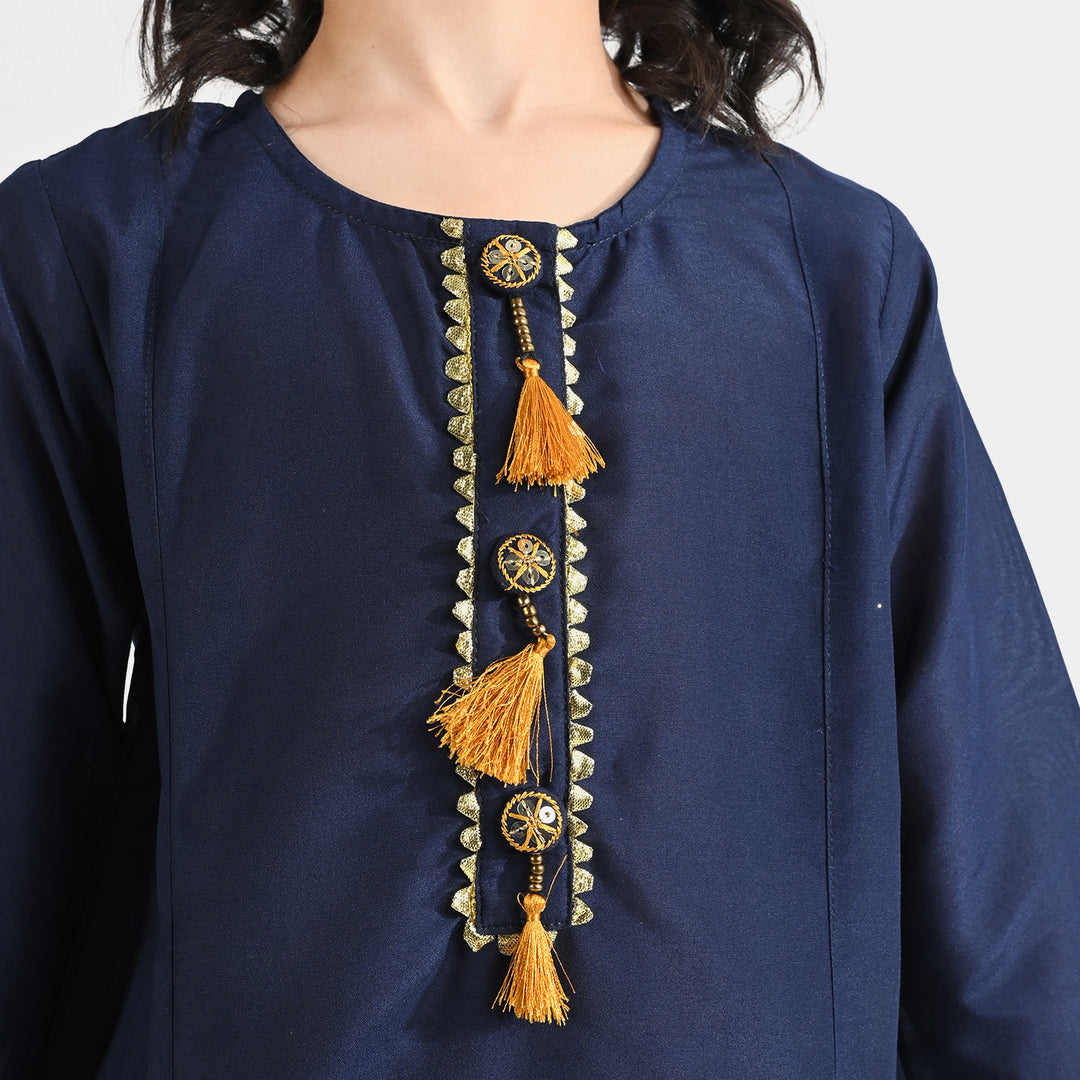 Girls Poly Cambric 3Pcs Pehchaan-Navy Blue