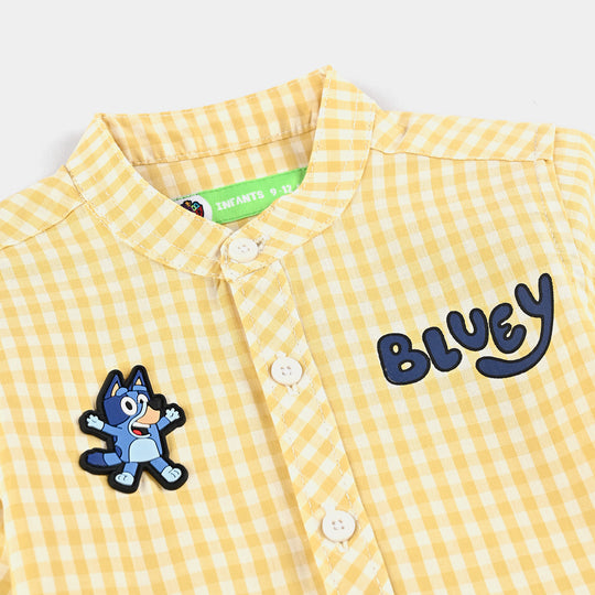 Infant Boys Yarn Dyed Basic Casual Shirt (Bluey)-Yellow