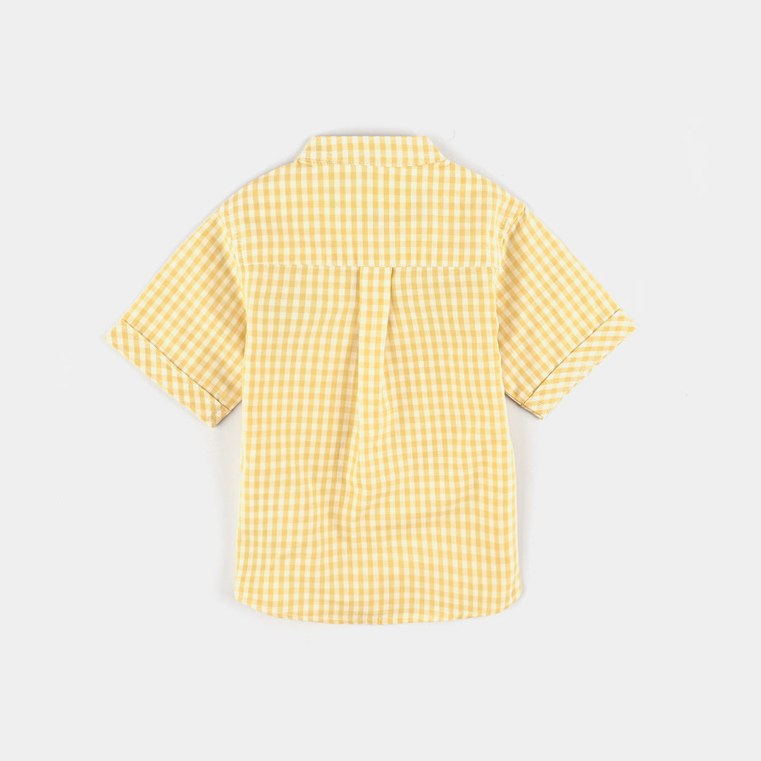 Infant Boys Yarn Dyed Basic Casual Shirt (Bluey)-Yellow