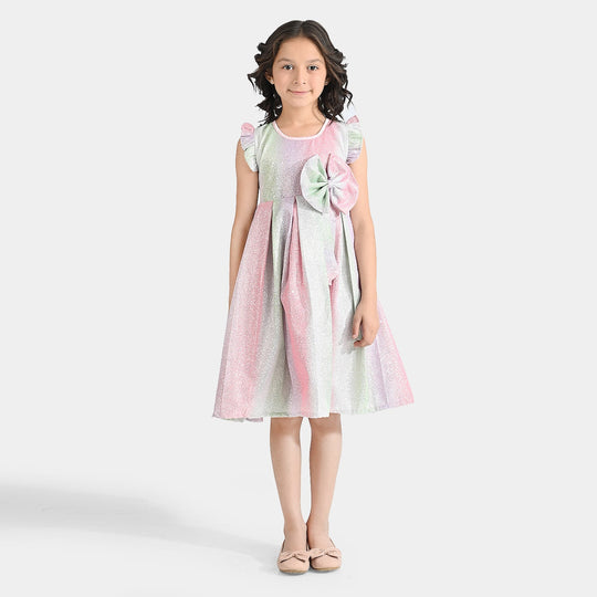 Girls Moonlight Fancy Frock Rainbow Pleated - Multi