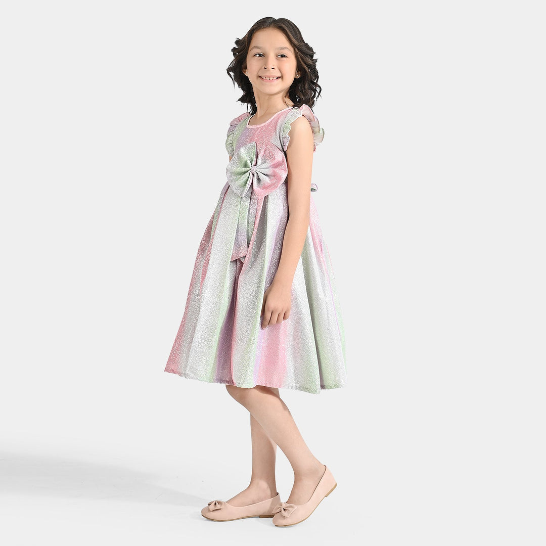 Girls Moonlight Fancy Frock Rainbow Pleated - Multi