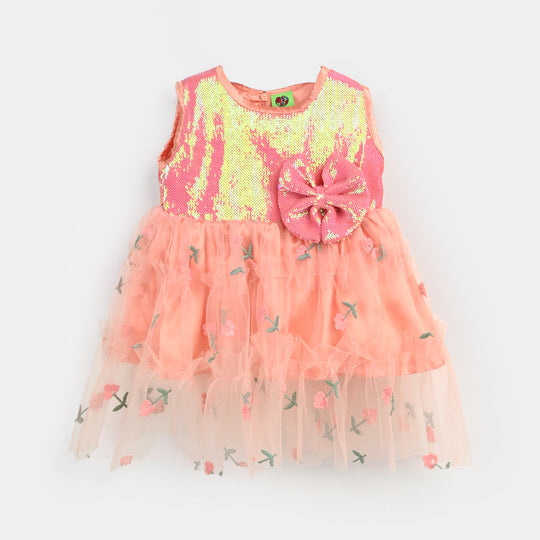 Infant Girls Sequence Fancy Frock My Girl-Peach