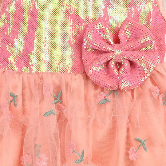 Infant Girls Sequence Fancy Frock My Girl-Peach