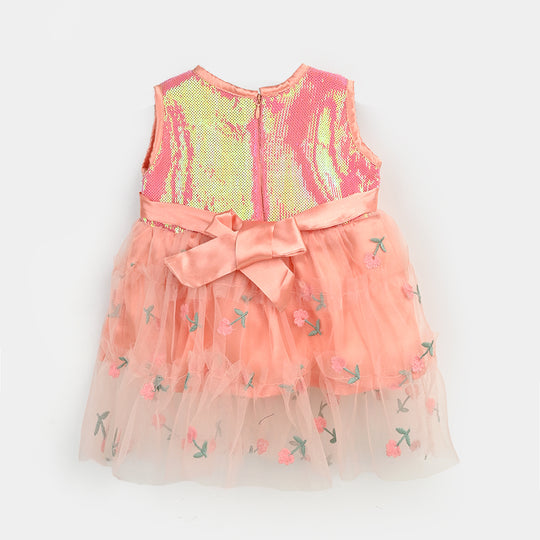 Infant Girls Sequence Fancy Frock My Girl-Peach