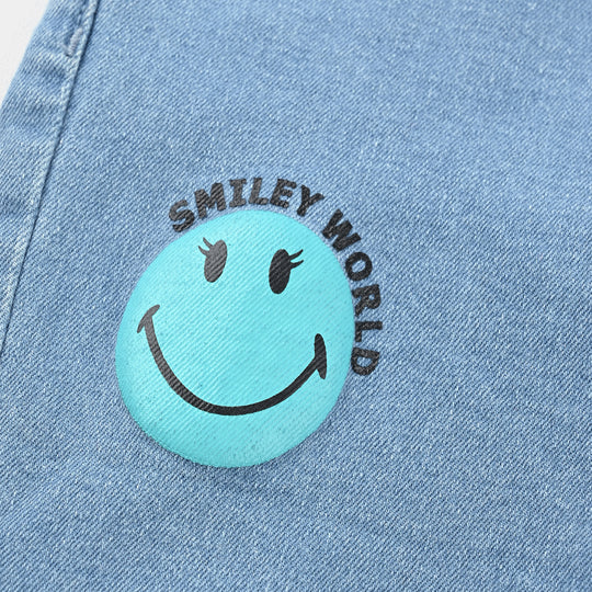 Girls Denim Short Smiley World-Ice Blue