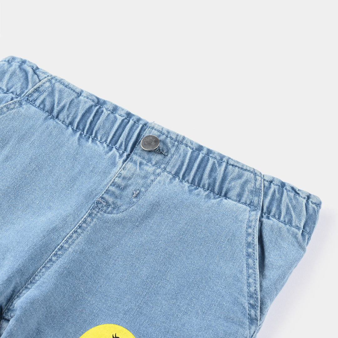 Girls Denim Short Smiley World-Ice Blue