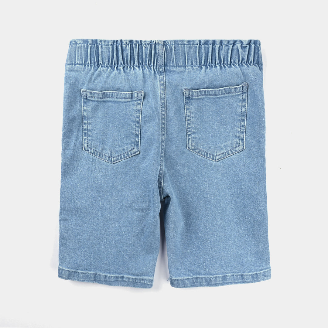 Girls Denim Short Smiley World-Ice Blue