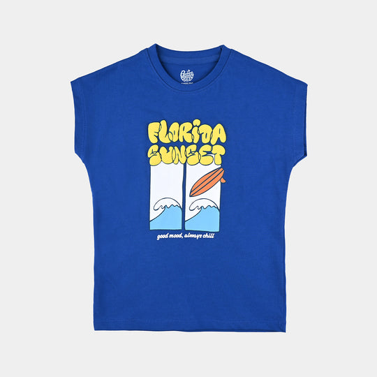 Boys Cotton Jersey Sando Florida Sunset-C.Blue