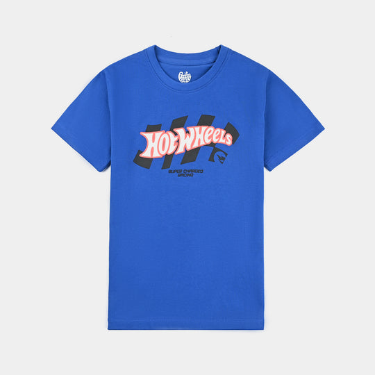 Boys Cotton Jersey T-Shirt H/S Hot Wheels-C.Blue