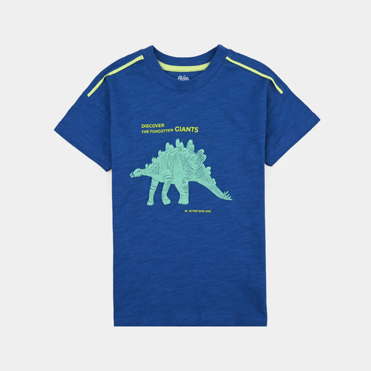 Boys Cotton Jersey T-Shirt H/S Dinosaur-C.Blue