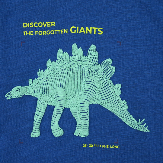 Boys Cotton Jersey T-Shirt H/S Dinosaur-C.Blue