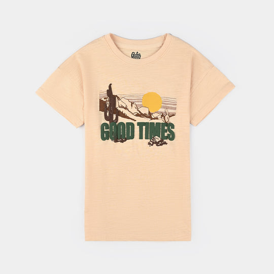 Boys Cotton Jersey T-Shirt H/S Good Times-Grey Sand